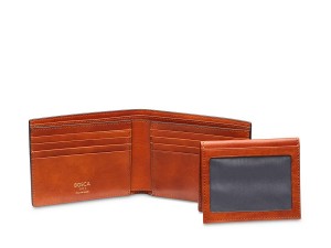 Bosca Italia Dolce Credit Wallet w/ I.D. Passcase Brown | AAUDF50481
