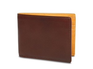 Bosca Italo Contrast 8 Pocket Wallet Brown / Yellow | AUNEJ70829