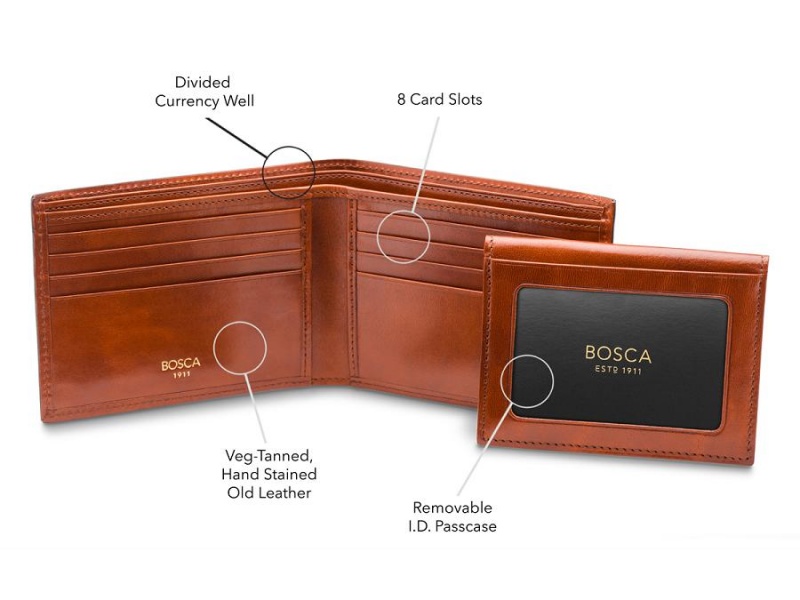 Bosca Credit Wallet with I.D. Passcase -Saddle- Brown | AUCVG74061