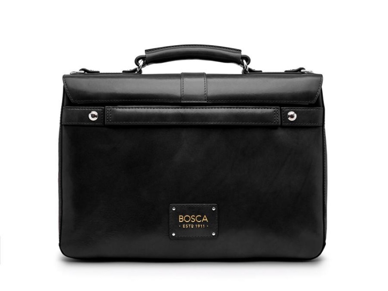 Bosca Flapover Briefcase Black | LAUSX12248