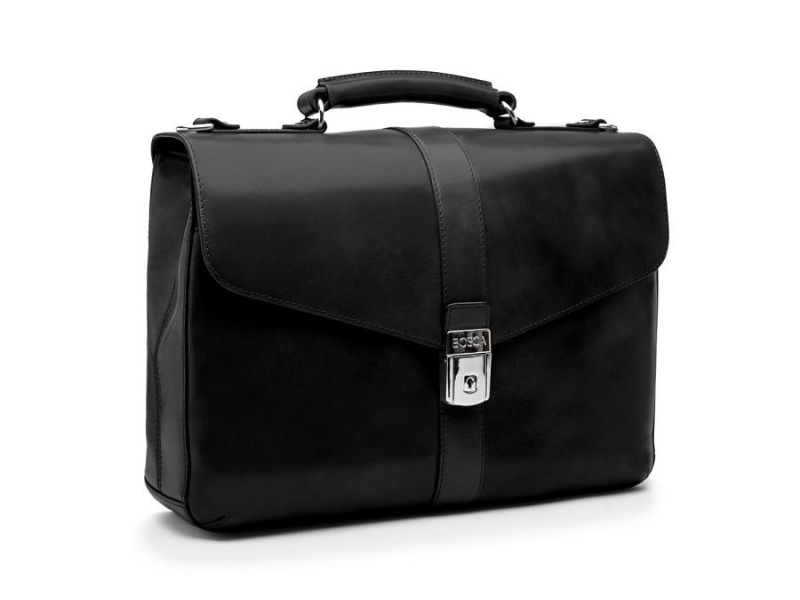 Bosca Flapover Briefcase Black | LAUSX12248