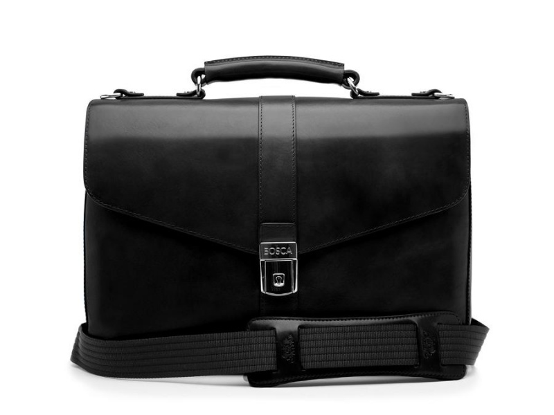Bosca Flapover Briefcase Black | LAUSX12248