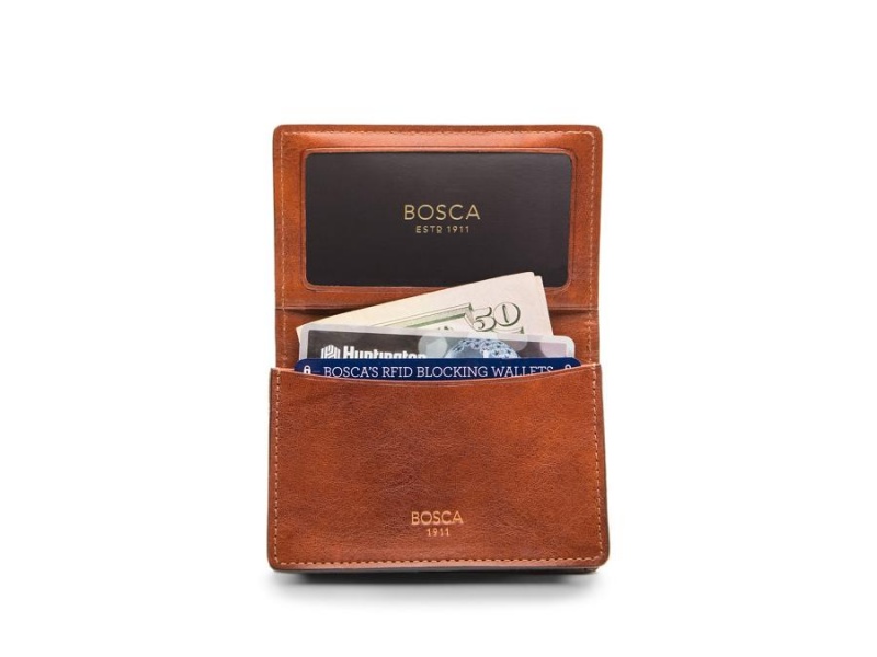 Bosca Full Gusset, 2 pkt Card Case W/ I.D. Brown | AUEGJ31942