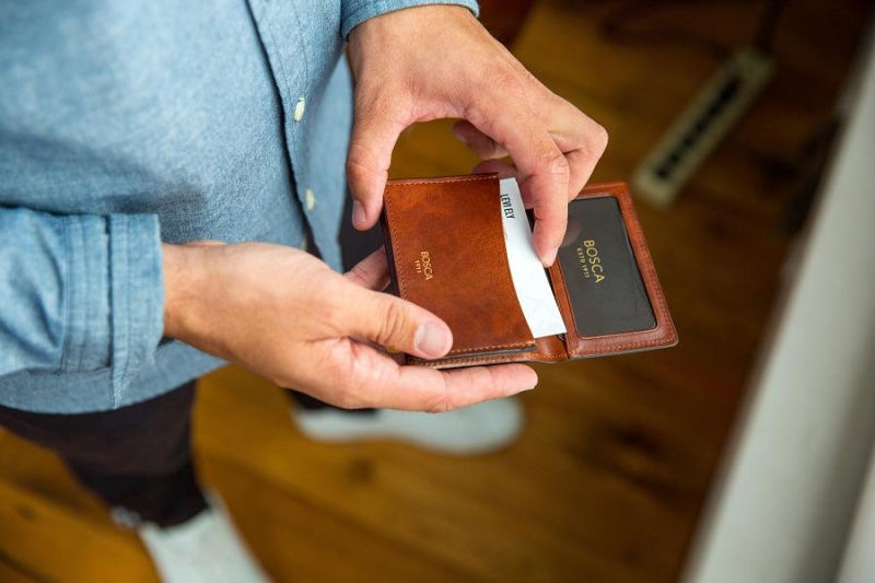 Bosca Full Gusset, 2 pkt Card Case W/ I.D. Brown | AUEGJ31942