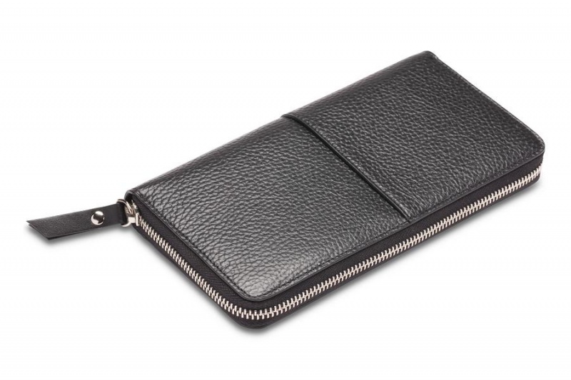 Bosca Italia 8" Accordion Zip Wallet Black | AUXBR34432
