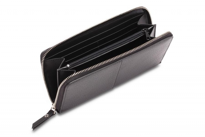 Bosca Italia 8" Accordion Zip Wallet Black | AUXBR61176