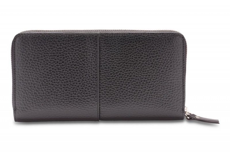 Bosca Italia 8" Accordion Zip Wallet Black | AUXBR61176