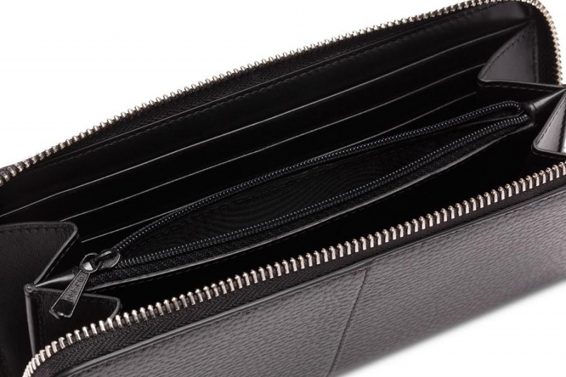 Bosca Italia 8" Accordion Zip Wallet Black | AUXBR61176