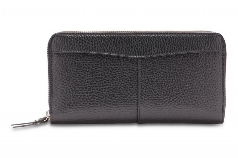 Bosca Italia 8" Accordion Zip Wallet Black | AUXBR61176