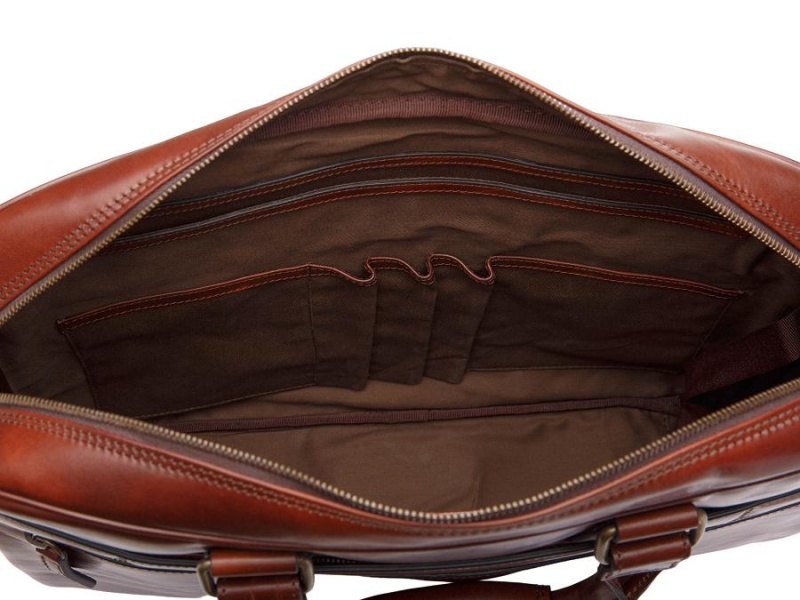 Bosca Italia Single Gusset Stringer Bag Brown | SAUVO47237