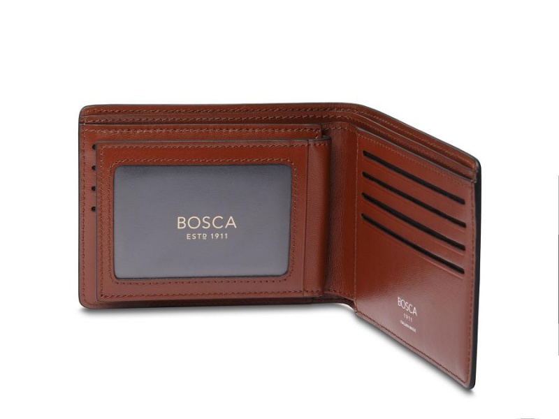 Bosca Italia Slim 10 Pocket Flip I.D. Bifold Brown | AUQAV90788