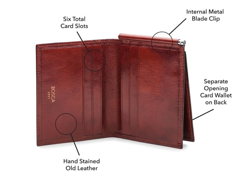 Bosca Money Clip W/ Pocket Brown | XAUBH75230