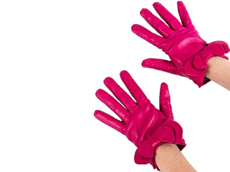 Bosca Short Lambskin Glove w/ Bow Pink | AUNEJ67342