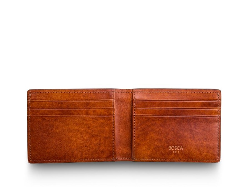 Bosca Small Bifold Wallet with Guitar Pick Pocket Brown | SAUNY78458