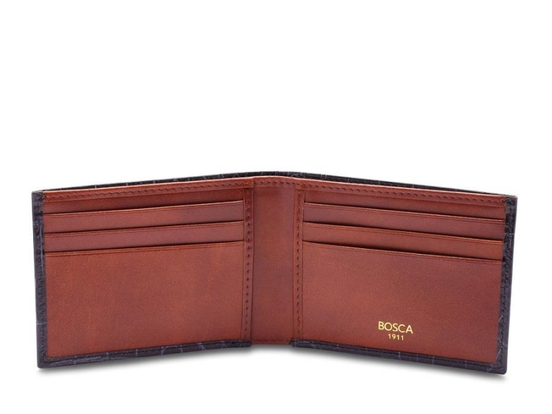 Bosca Small Vintage Crocco Bifold Black | AUQCS59932