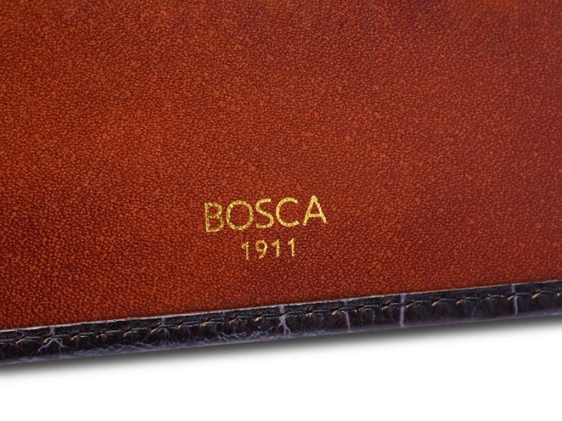 Bosca Small Vintage Crocco Bifold Black | AUQCS59932