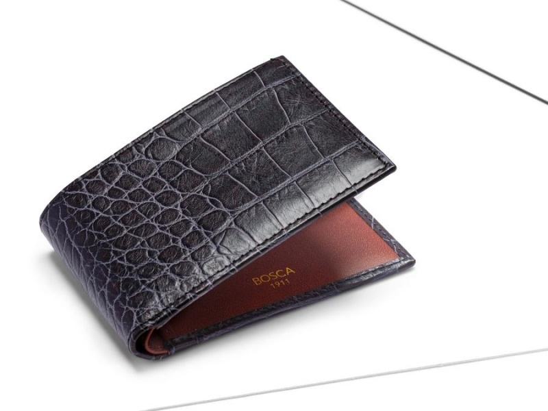 Bosca Small Vintage Crocco Bifold Black | AUQCS59932