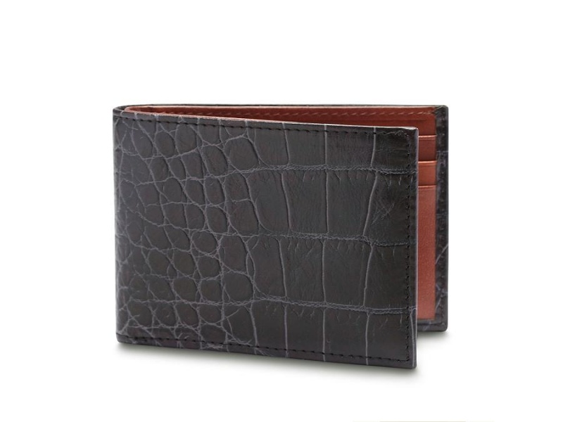 Bosca Small Vintage Crocco Bifold Black | AUQCS59932