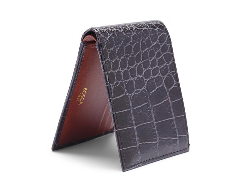 Bosca Small Vintage Crocco Bifold Black | AUQCS59932