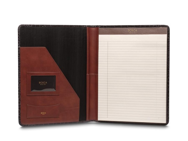 Bosca Vintage Crocco Leather Portfolio Black | DAUVO86439