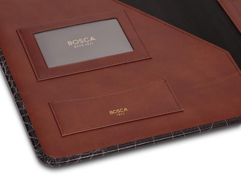 Bosca Vintage Crocco Leather Portfolio Black | DAUVO86439