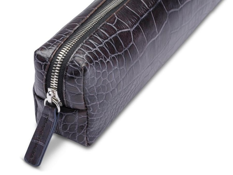Bosca Vintage Crocco Pencil Pouch Black | UAUTG85650