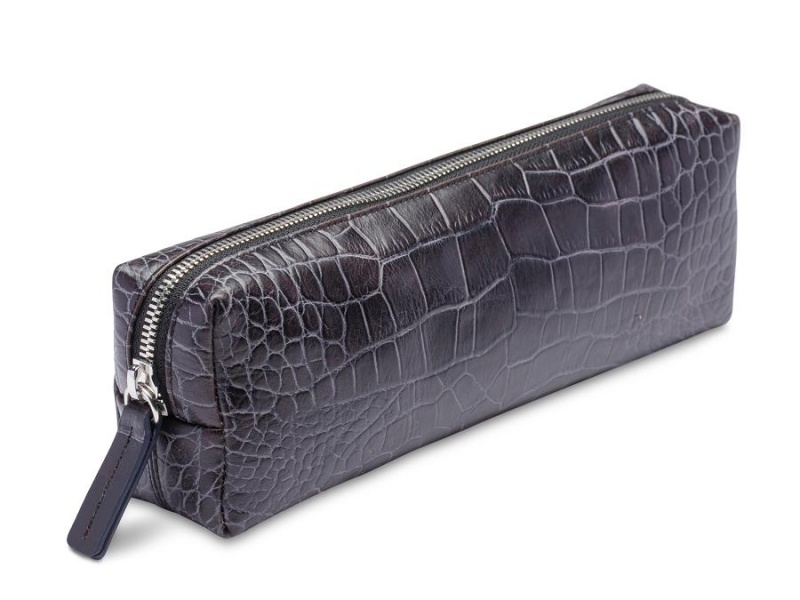 Bosca Vintage Crocco Pencil Pouch Black | UAUTG85650
